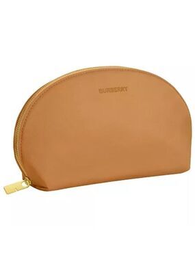 Burberry Tan Brown Cosmetic Makeup Bag Pouch New Authentic Brand